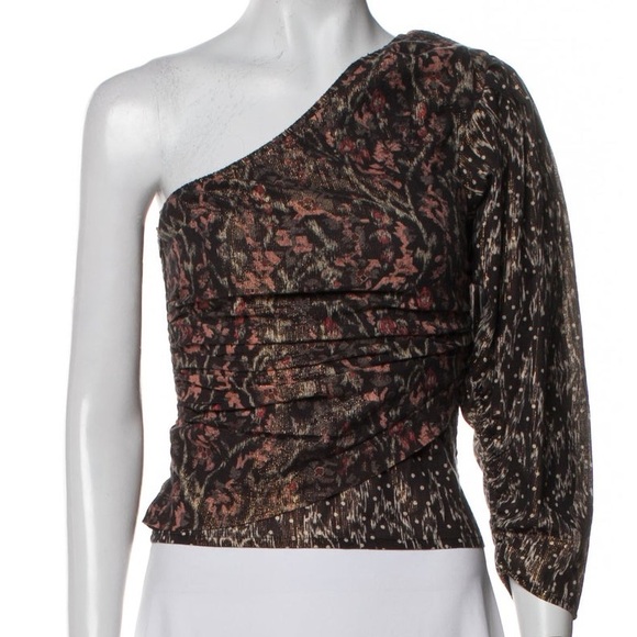 Maria Cher Tops - NWT Maria Cher Villafranca Lia One-Shoulder Metallic Cotton Top Sz S